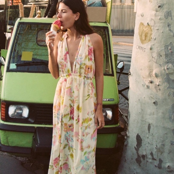 ZARA Long Multicolored Floral Print Dress BNWT - Picture 1 of 5